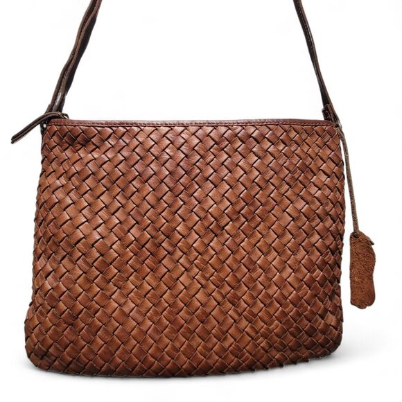 Handbags - Woven Leather Purse Women's Brown Hobo Shoulder Bag Crossbody Boho Hippie Casual